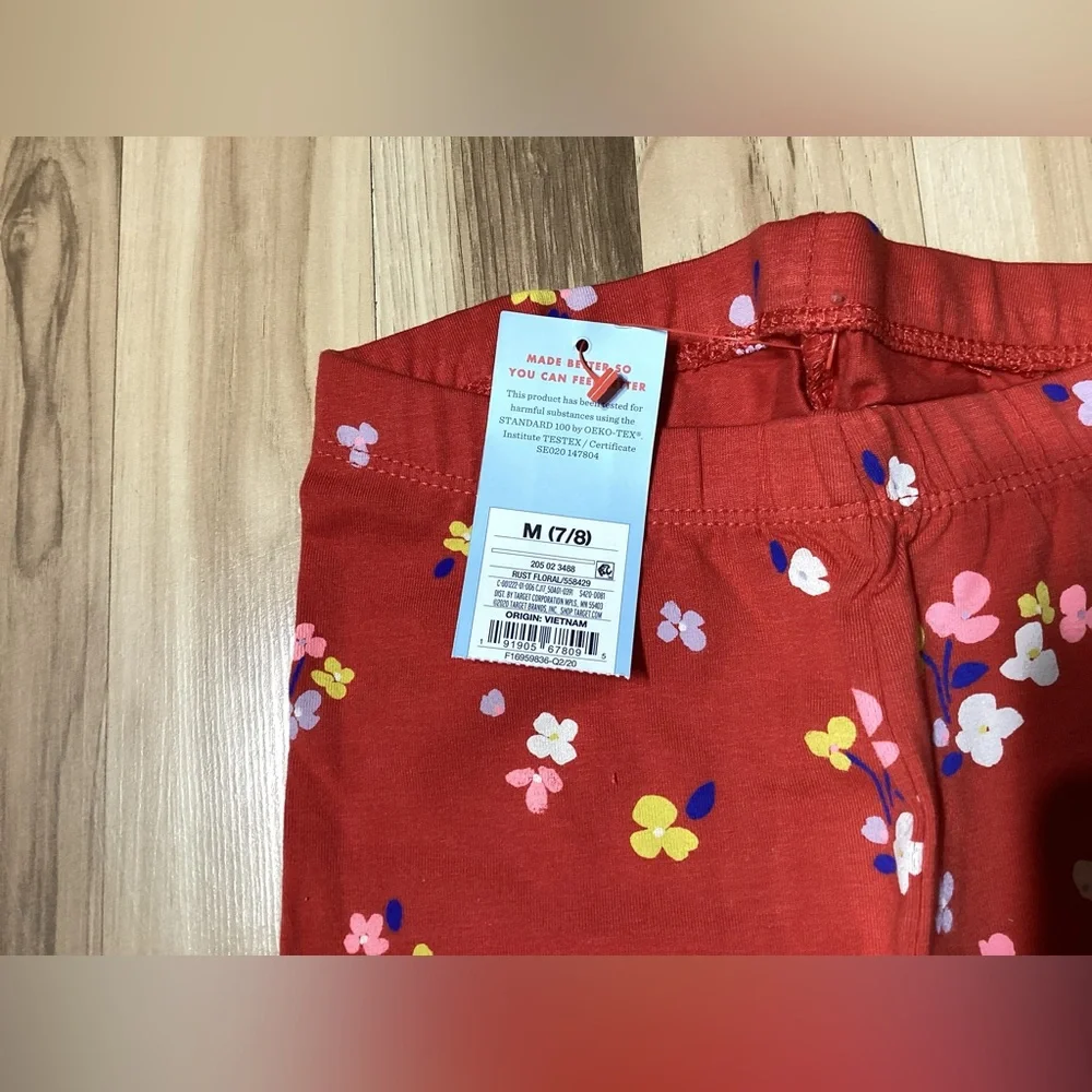 Cat & Jack Girls Rust Floral Leggings - Size M 7-8